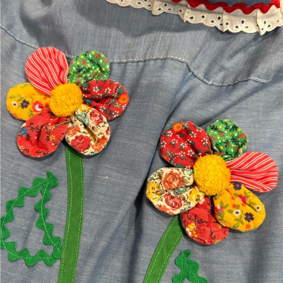 70s Women’s Osh Kosh B’Gosh Boho Embroidered Chambray Lace Detail Shirt large‎ - Picture 6 of 12